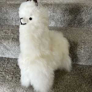 NEW 18” 100% Real Alpaca Llama White Fur Stuffed Animal Plush Toy Plushie